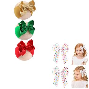doboi Chirstmas Hair Bows Sets-3PCS Christmas Baby Girl Headbands and 2 Pcs Christmas Hair Bow Clips