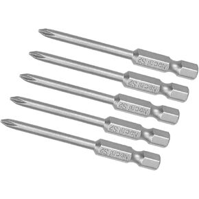 5pcs Phillips Screwdriver Bit - [2.5 Inch x H1/4 x 3.5mm x PH1] Hex Shank Magnetic Cross Batch Head for Pneumatic or Power Tool Use, S2 Steel