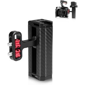 PULUZ Aluminum Side Handle for Camera Cages, Universal Ergonomic Side Handgrip with Dual 1/4" Screws (18mm-20mm Spacing), 1/4" Threads, Cold Shoe, Up and Down Adjustable
