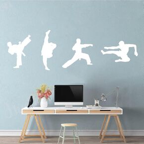 Karate Kids Wall Art Decals for Living Room Home Decor Wall Sticker for Boys Room ZB407 (White)