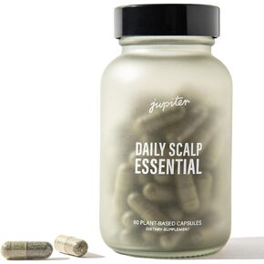 Jupiter Daily Scalp Essential - Hair Loss Supplement for Women & Men - Hair Vitamins for Flaky, Itchy, Oily, Dry Scalp - All-Natural, Plant-Based Ingredients for Thicker, Fuller Hair | 60 Capsules