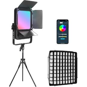 لوحة إضاءة الفيديو GVM RGB LED، مصابيح فيديو الاستوديو مع مجموعات الإضاءة، 2700K-6500K قابلة للتعتيم، مجموعة إضاءة الإخراج المستمر مع 18900lux/0.5m، 8 تأثيرات مشاهد، التحكم في التطبيق مناسب للتصوير الفوتوغرافي in Kuwait