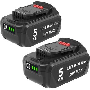 Replace for Dewalt 20V Battery 5.0Ah, Replacement for Dewalt 20 Volt Max Battery DCB200 DCB201 DCB203 DCB204 DCB206 DCB180, Compatible with Dewalt 20V Power Tools, with LED Indicator