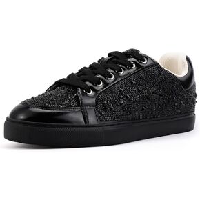 IDIFU Rhinestone Sneakers for Women Bling Sparkly Tennis Shoes Wedding Bridal Party Sneakers Shoes Comfortable Fashion Casual Trendy Bedazzled Lace Up Bride Sneakers for Women