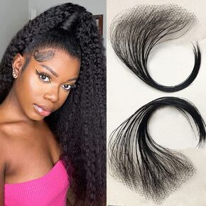 HD Swiss Lace Baby Hair Stripes Real Straight Human Hair Baby Hair Edge Reusable More Natural for Women Invisible Lace Hairline Baby Hair Black Color 4 Pcs