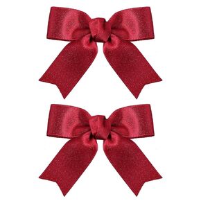 Glitter Ribbon Hair Bows 3" Shiny Red Small Ribbon Bowknot Alligator Barrettes Christmas Valentines New Year Wedding Gift for Little Teen Toddler Baby Flower Girls Kids Women
