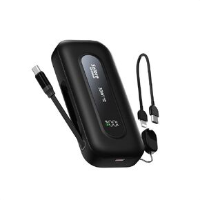 Portable Charger Power Bank 30W, USB C Battery Pack 10000mAh, Portable Phone Charger Fast Charging with Built in Retractable Cable, Travel Chargers for MacBook, iPhone 16/15/14 Pro Max, iPad, Samsung
