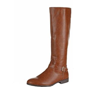 Womens 40 Knee High Riding Boots PU Leather Flat Heel with Side Zipper Casual Comfort Outdoor Winter Calf Boots for Women