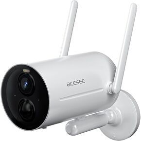 acesee 2K Security Camera Wireless Outdoor - Battery Powered Camera with 1080P Color Night Vision 2.4Ghz WiFi Spotlight Cam with AI Motion Detection 2-Way Talk Cloud/SD - White