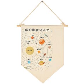 Solar System Gift,Space Nursery Gift,Educational Gift- Canvas Hanging Pennant Flag Banner Wall Sign Decor Gift for Nursery Baby Kids Girl Boy Teen Bedroom Playroom Front Door- Birthday Christmas Gift