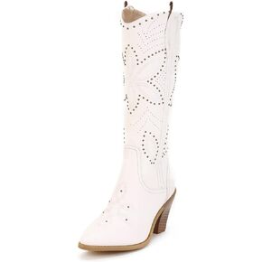 ANN CREEK Cowboy Knee High Boots for Women Cowgirl Boots Wide Calf Western Boots Pointed Toe Chunky Heel Tall Boots Dress Fall Girl Boots Hornsby