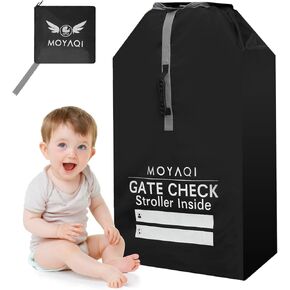 MOYAQI Car Seat Travel Bag for Airplane,Gate Check Bag with Durable Nylon,Adjustable Carry Straps,Infant Carriers & Booster Seats,Black