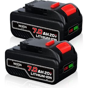 VANON 7.0Ah 20 Volt Replacement for Dewalt 20V Max Battery Lithium Ion Compatible with Dewalt Bateria DCB200 DCB204 DCB206 DCB201 DCB203 DCB181 DCB180 20V VANTTECH Battery 2 Pack.