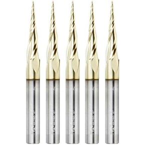 Amana Tool - 46280-5, 5 Pack CNC 2D & 3D Carving 6.2 Deg Tapered Angle Ball Tip x 1/32 D