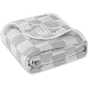 Ultra Soft Muslin Baby Blanket, Made of Viscose from Bamboo and Muslin from Cotton, A Versatile Swaddle and Bed Blanket for Babies, Toddlers, Boys, and Girls (1 Pack).