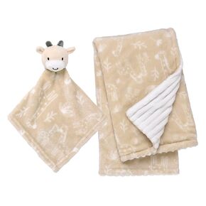 2-Piece Cuddle Plush Toy and Baby Blanket Gift Set, Bunny with Floral Print and Ribbed Texture, Reversible (Mauve Pink, 30 inch x 34 inch)