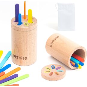 Wooden Color Sorting Toys, Montessori Sticks Toys for Toddlers 1-3, Educational Sensory Matching Game for Baby Kids, Fine Motor Skill Development Toy Gift for Boys and Girls