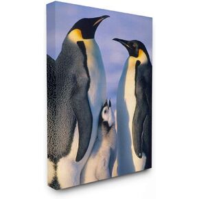 Stupell Industries Emperor Penguin Family Adults with Chick Canvas Wall Art, 24 x 30, Multi-Color