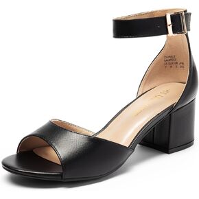 DREAM PAIRS Womens Chunkle Low Heel Pump Ankle Strap Dress Sandal