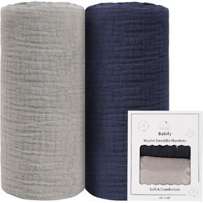 Baby Swaddle Blanket Neutral - Lightweight and Breathable Muslin Swaddles for Newborns - Receiving Blanket for Baby Boys and Girls (browngray, 3pack)