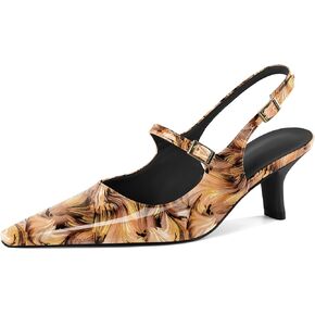Zamikoo Slingback Heels for Women Pointed Toe Block Low Heel Pumps Shoes 2.5 Inches