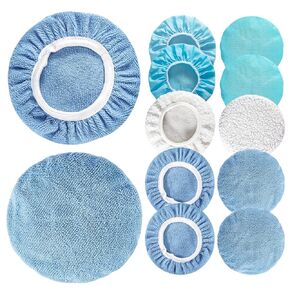 Sukh 12PCS Car Buffing Pads - Car Polishing Bonnet Pad Buffing Pads 5 to 6 Inches Microfiber Polishing Pads Car Orbital Buffer Pads Car Wax Cover Kit for Car Polishing,Waxing and Cleaning