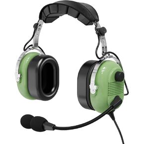 Noise Cancelling Pilot Headphone General Aviation Headset,NRR 24dB Anti-Noise Microphone,U174 Twin Plug(Light Green) (B)