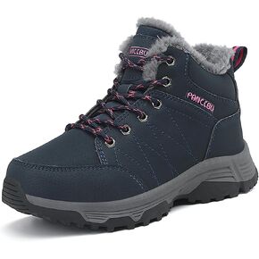 Veslexth Womens Casual Winter Hiking Ankle Boots Outdoor Snow Waterproof Lightweight Lace up Fur Lined Walking Shoes