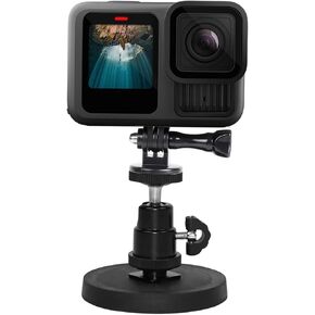 Action Camera Magnet Mount Compatible with AKASO EK7000, GOPRO HERO13/12/10, AKASO Brave 4, Insta360 X4 Strong Magnetic Mount with Adjustable Ball Head Rubber Coating Magnet for Metal Surface