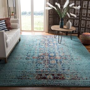 سجادة SAFAVIEH Monaco Collection - 2'2" x 4'، أزرق ومتعدد، تصميم بوهو تجريدي متعثر، لا يتساقط ويسهل العناية به، مثالي للمناطق ذات حركة المرور العالية في المدخل، وغرفة المعيشة، وغرفة النوم (MNC208J)