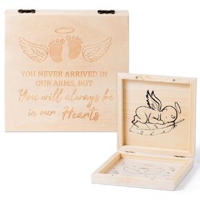 CJiangpo Miscarriage Memorial Box, Miscarriage Gifts for Mothers Parents Loss of Baby Sympathy Gifts Baskets Bereavement Gift Ideas, Wooden Baby Angel Memory Box Infant Loss Memorial Gift Keepsake