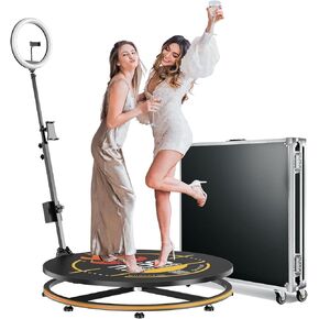 MWE 360 Photo Booth Machine for Parties,Extra Battery,Logo Customization,Software APP Remote Automatic 360 Spin Camera Booth 68cm for 2-3 People (26.8'')