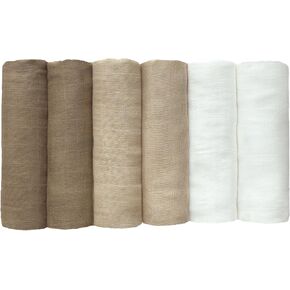 Muslin Swaddle Blankets 6 Pack, Newborn Baby Receiving Blankets, Soft Breathable Baby Wrap for Boys and Girls, Absorbent Infant Swaddling Blankets, 27.5 x 27.5 Inches (Beige)