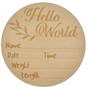 6 Inch Baby Birth Announcement Sign, Hello World Newborn Sign Birth Announcement Sign New Baby Sign for Hospital Nursery New Parents Baby Shower (design 2)