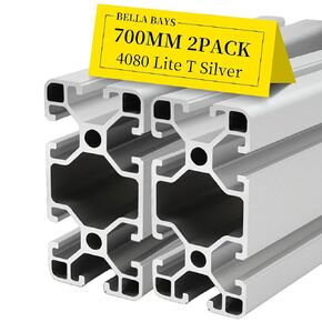 BELLA BAYS 4pcs 48 inch 1220mm 4040 V Slot Aluminum Extrusion Profile European Standard Anodized Silver Extruded Linear Rail Guide Frame for 3D Printer Laser Engraving Machine CNC Workbench DIY