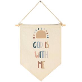 Bible Verse Wall Decor-Neutral Scripture Wall Banner- Flag Decor Gift For Baby Boys Girls Newborn Kids- Banner Wall Sign Gifts For Nursery Baby Room Playroom Bedroom Front Door