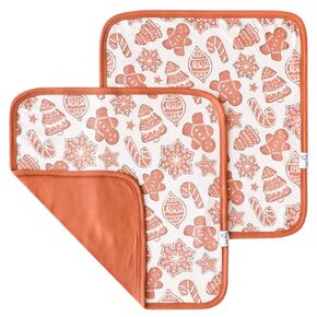 3-Layer Knit Security Blanket Set Sized 16" x 16" 2-Pack "Gingerbread" by Copper Pearl