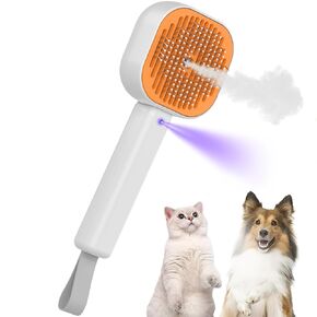 Cat Steam Brush Dog Steam Brush, 4 in 1 Brushs for Shedding & Grooming Rechargeable, Water Brushs for Cats & Dogs, Self Cleaning for Massage, Clean and Removing Loose Hair (White-2)