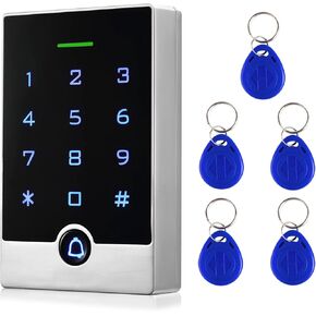Security Door Access Control Keypad, RFID Keypad with ID Key Fobs, Stand-Alone Keypad, Support 2000 Users, Door Lock Keypad Controller, Garage Keyless Entry Pad, Zinc Alloy Metal, Weatherproof