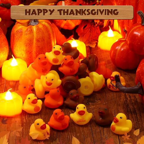 DEEKIN 100 Pcs Thanksgiving Rubber Duck Bulk 1.57 Inch Float Rubber Ducks Small Shower Rubber Duck Mini Turkeys for Baby Shower Fall Party in Saudi Arabia
