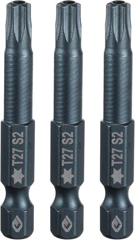 HARFINGTON 3pcs T27 Torx Screwdriver Bit 1/4" Hex Shank 2" Long S2 Steel Magnetic 6 Point Screw Driver Bits Industrial Grade Tamper Proof Star Drill Bits with Hole Torx Head in Saudi Arabia