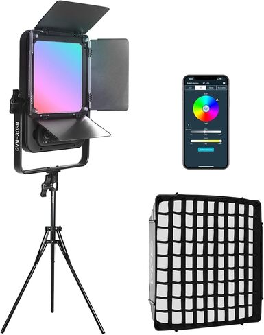 لوحة إضاءة الفيديو GVM RGB LED، مصابيح فيديو الاستوديو مع مجموعات الإضاءة، 2700K-6500K قابلة للتعتيم، مجموعة إضاءة الإخراج المستمر مع 18900lux/0.5m، 8 تأثيرات مشاهد، التحكم في التطبيق مناسب للتصوير الفوتوغرافي in Kuwait