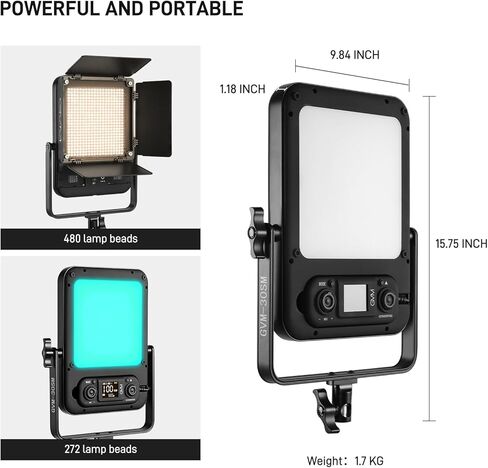 لوحة إضاءة الفيديو GVM RGB LED، مصابيح فيديو الاستوديو مع مجموعات الإضاءة، 2700K-6500K قابلة للتعتيم، مجموعة إضاءة الإخراج المستمر مع 18900lux/0.5m، 8 تأثيرات مشاهد، التحكم في التطبيق مناسب للتصوير الفوتوغرافي in Kuwait