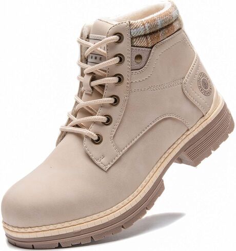 ANJOUFEMME Womens Hiking Snow Winter Boots - Outdoor Waterproof Lightweight Ankle Boots for Women Work Backpacking Boots FNW110-FNW08-BEIGE-6 in Saudi Arabia