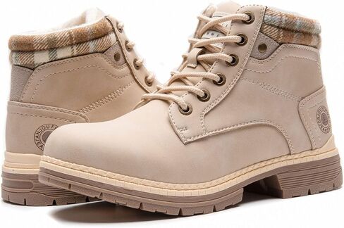 ANJOUFEMME Womens Hiking Snow Winter Boots - Outdoor Waterproof Lightweight Ankle Boots for Women Work Backpacking Boots FNW110-FNW08-BEIGE-6 in Saudi Arabia