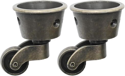 2Pcs Vintage Zinc Alloy Swivel Caster Wheels, Universal Furniture Caster Wheels Metal Pulley Wheels for Bed Cabinet Chair Patio Table Sofa 1-3/4 Inch OD Antique Brass Bronze in Kuwait