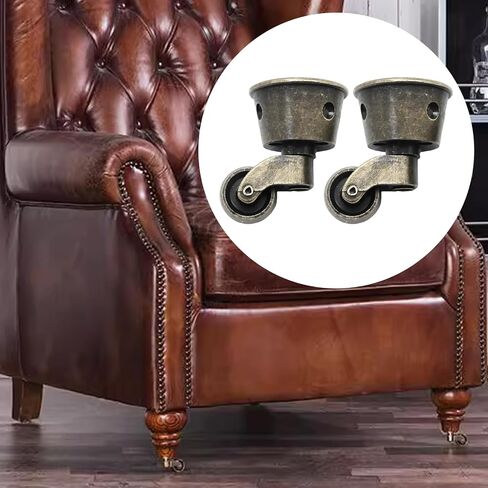 2Pcs Vintage Zinc Alloy Swivel Caster Wheels, Universal Furniture Caster Wheels Metal Pulley Wheels for Bed Cabinet Chair Patio Table Sofa 1-3/4 Inch OD Antique Brass Bronze in Kuwait