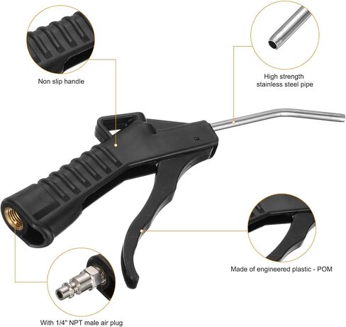 HARFINGTON 8pcs Air Blow Gun High Flow Air Compressor Blow Gun with 1/4" NPT Male Air Plug and Angled Bent for Industrial Household Air Tools Removing Dust Cleaning in Saudi Arabia