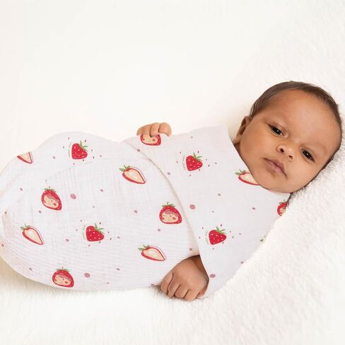Muslin Baby Swaddle Blanket, Swaddle Warps, Super Soft, Breathable, Skin Friendly, for Boys and Girls, Baby Essentials, Registry and Gift (Girl) in Saudi Arabia