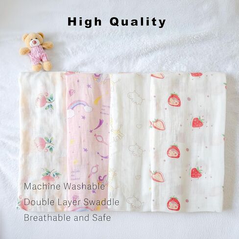 Muslin Baby Swaddle Blanket, Swaddle Warps, Super Soft, Breathable, Skin Friendly, for Boys and Girls, Baby Essentials, Registry and Gift (Girl) in Saudi Arabia